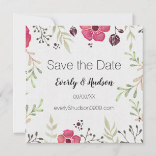 Pink Boho Floral Save the Date