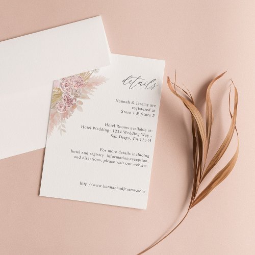 Pink Boho Floral SM Enclosure Card