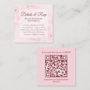Pink Boho Floral Wedding Details & RSVP QR Code Enclosure Card