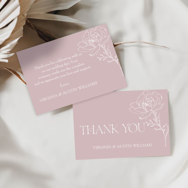 Pink Boho Floral Wedding Thank You Card (Creator Uploaded)