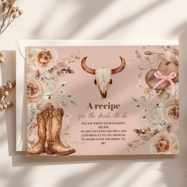 Pink Boho Floral Western Bridal Shower Enclosure Card (Creator Uploaded)