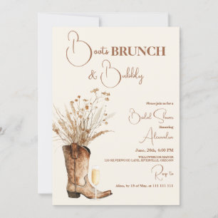 Pink Boho Floral Western Bridal Shower Invitation