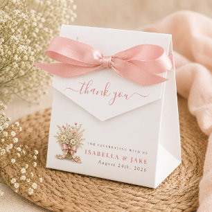 Pink Boho Floral Wildflower Baby Shower Thank You Favor Boxes