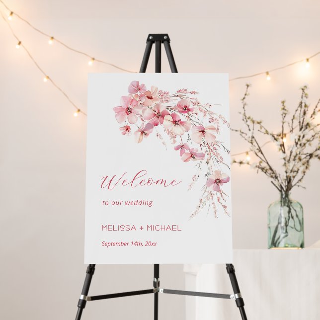 Pink Boho Flowers Wedding Foam Board (In Situ (Stand))