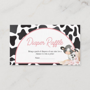 Pink Boho Highland Cow Baby Shower Diaper Raffle Enclosure Card