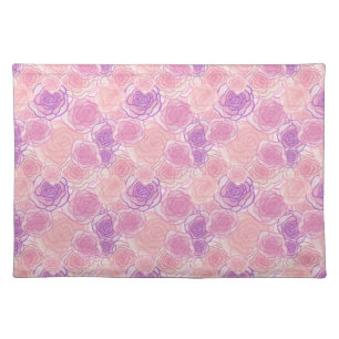 Pink Boho Hippy Rose Floral Pattern Cloth Placemat