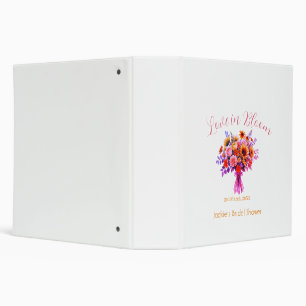 pink boho love in Bloom bridal shower name retro 3 Ring Binder