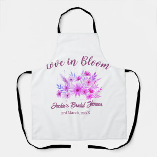 pink  boho love in Bloom bridal shower name retro Apron