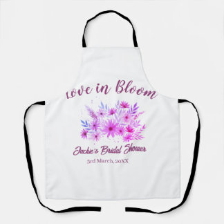 pink boho love in Bloom bridal shower name retro Apron
