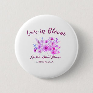 pink boho love in Bloom bridal shower name retro Button