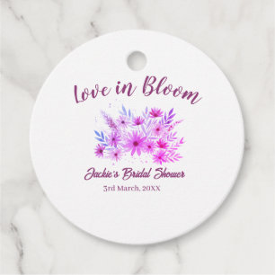 pink boho love in Bloom bridal shower name retro Favor Tags