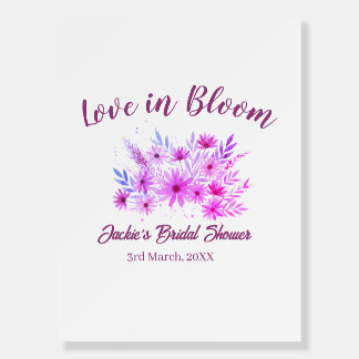 pink  boho love in Bloom bridal shower name retro Foam Board
