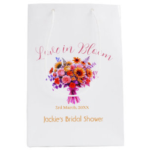 pink  boho love in Bloom bridal shower name retro Medium Gift Bag