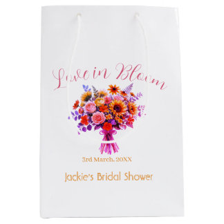 pink boho love in Bloom bridal shower name retro Medium Gift Bag