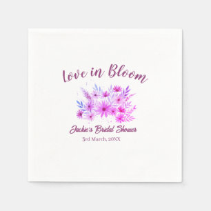 pink boho love in Bloom bridal shower name retro Napkins