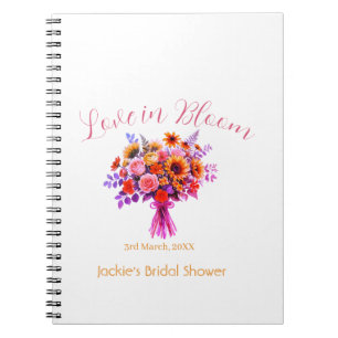 pink  boho love in Bloom bridal shower name retro Notebook