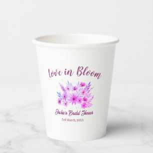 pink boho love in Bloom bridal shower name retro Paper Cups