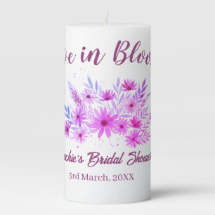 pink boho love in Bloom bridal shower name retro Pillar Candle