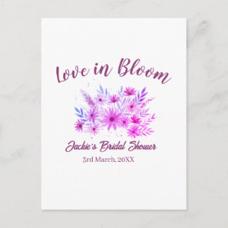 pink  boho love in Bloom bridal shower name retro Postcard