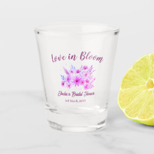 pink boho love in Bloom bridal shower name retro Shot Glass