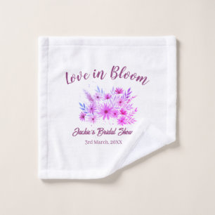 pink boho love in Bloom bridal shower name retro Wash Cloth