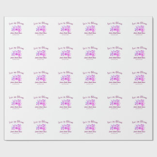 pink  boho love in Bloom bridal shower name retro Wrapping Paper