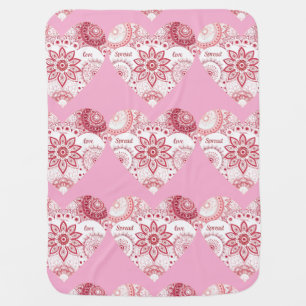 Pink Boho Mandala Hearts Spread Love Soft Baby Blanket