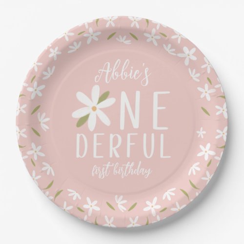 Pink Boho Onederful First Birthday Plate