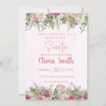 Pink Boho Pampas Grass Floral Bridal Shower
