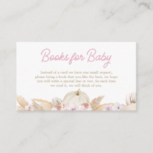 Pink Boho Pumpkin Baby Shower Books for Baby Enclosure Card
