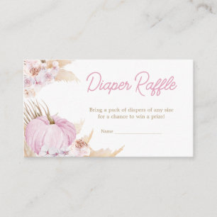Pink Boho Pumpkin Baby Shower Diaper Raffle Enclosure Card