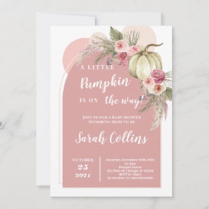 Pink Boho Pumpkin Baby Shower Invitation