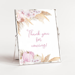 Pink Boho Pumpkin Baby Shower Thank You for Coming Poster