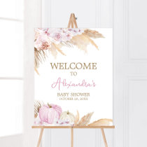 Pink Boho Pumpkin Baby Shower Welcome Poster