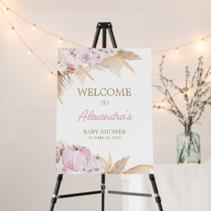 Pink Boho Pumpkin Baby Shower Welcome Sign