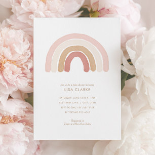 Pink Boho Rainbow Baby Shower Invitation