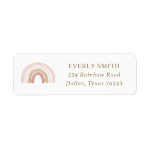 Pink Boho Rainbow Birthday Return Address Label