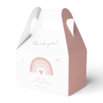 Pink Boho Rainbow Cute 1st Birthday Party Favor Boxes