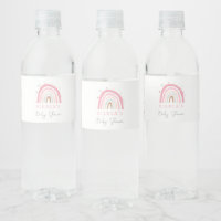 Boho Pink Baby Shower Water Bottle Labels