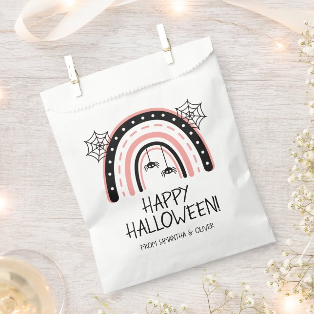 Pink Boho Rainbow Halloween Favor Bag (Clipped)