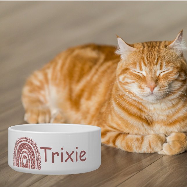 Pink Boho Rainbow Monogram Pet Feeding  Bowl (Creator Uploaded)