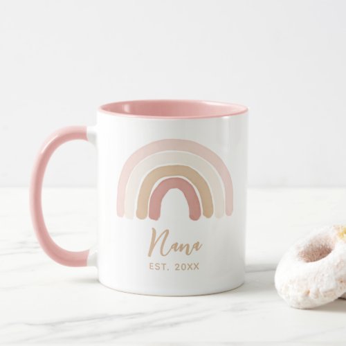 Pink Boho Rainbow Nana Established Mothers Day Mug