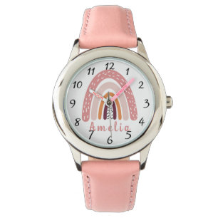 Pink Boho Rainbow with Personalized Name Watch
