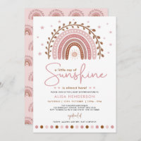 Pink Boho Ray of Sunshine Rainbow Girl Baby Shower