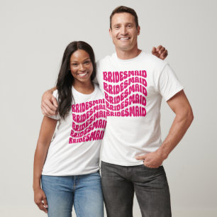 Pink Boho Retro  Bachelorette Party Bridesmaid T-Shirt