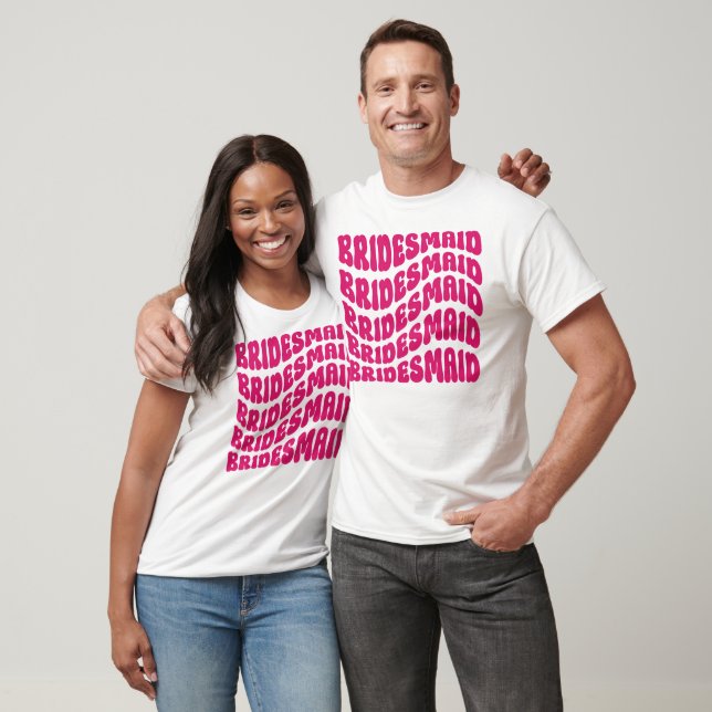 Pink Boho Retro  Bachelorette Party Bridesmaid T-Shirt (Unisex)