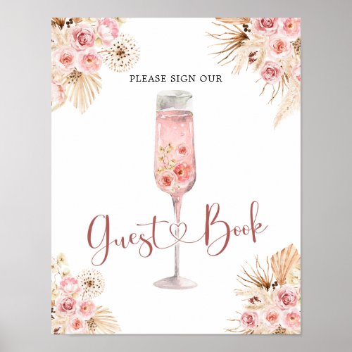 Pink Boho Rose Soiree Bridal Shower Guest Book