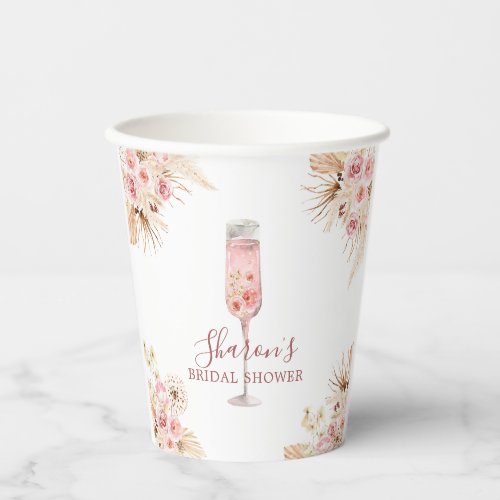 Pink Boho Rose Soiree Bridal Shower Paper Cup