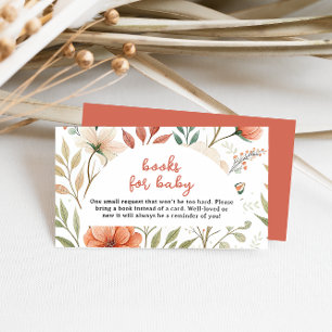 Pink Boho Rustic Wildflower Books for Baby Girl Enclosure Card