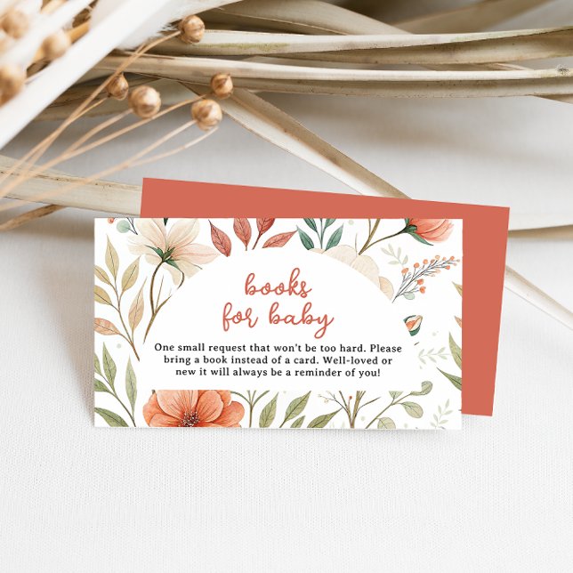 Pink Boho Rustic Wildflower Books for Baby Girl Enclosure Card (Creator Uploaded)